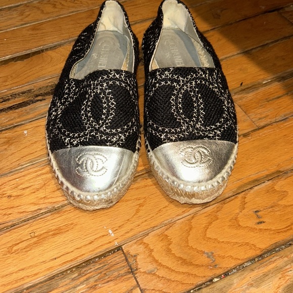 🔥 Chanel Espadrilles Lambskin Women’s Slip On 37 authentic CHANEL Tweed - Picture 8 of 12
